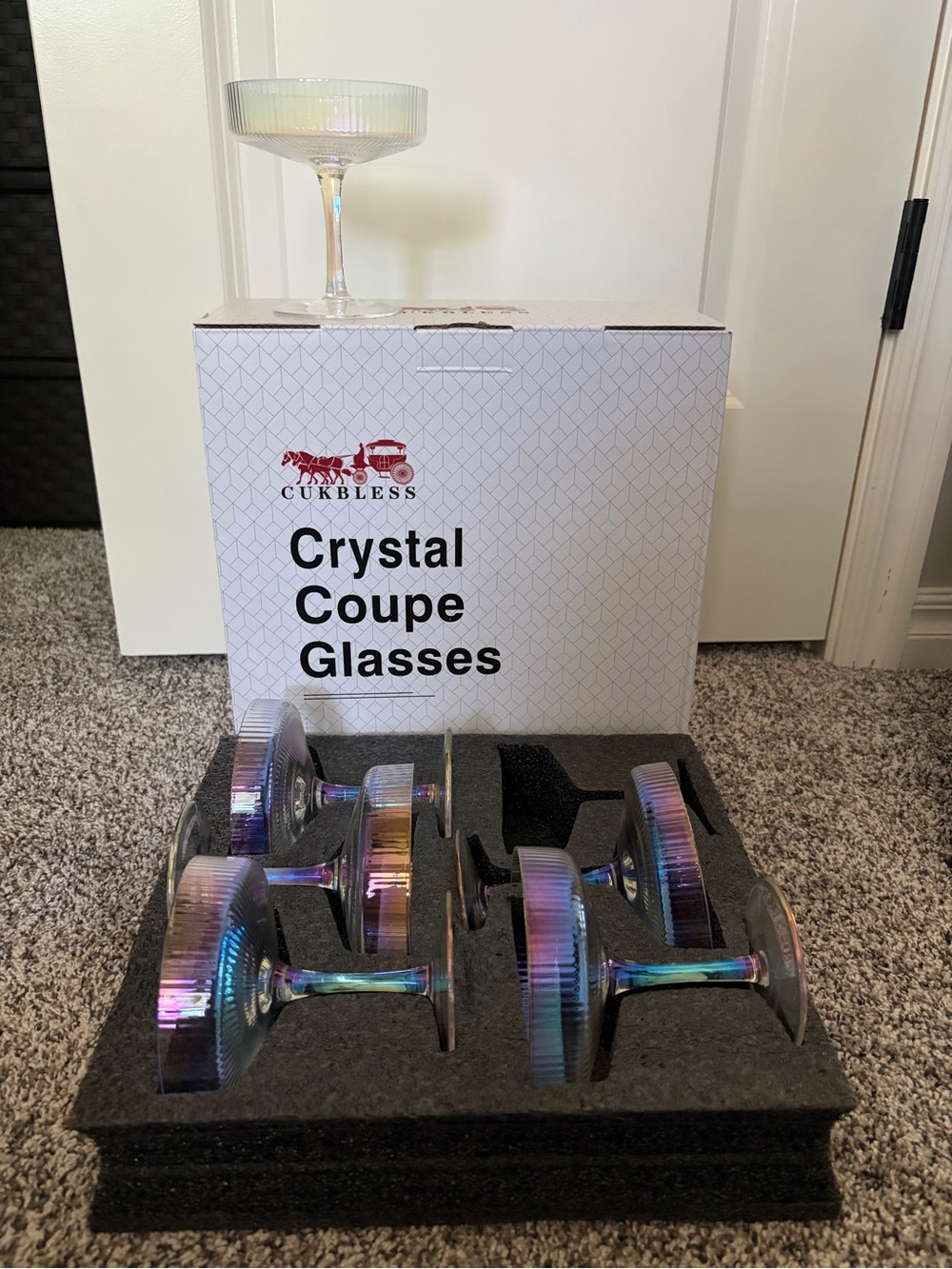 Iridescent Crystal Coupe Glasses